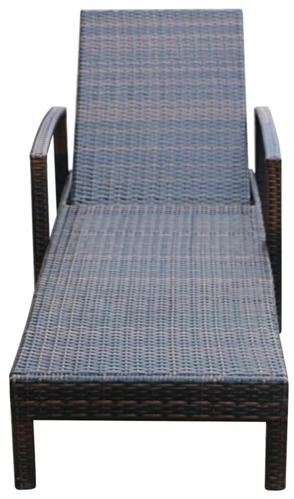 vidaXL Ξαπλώστρα Καφέ από Συνθετικό Ρατάν με Μαξιλάρι