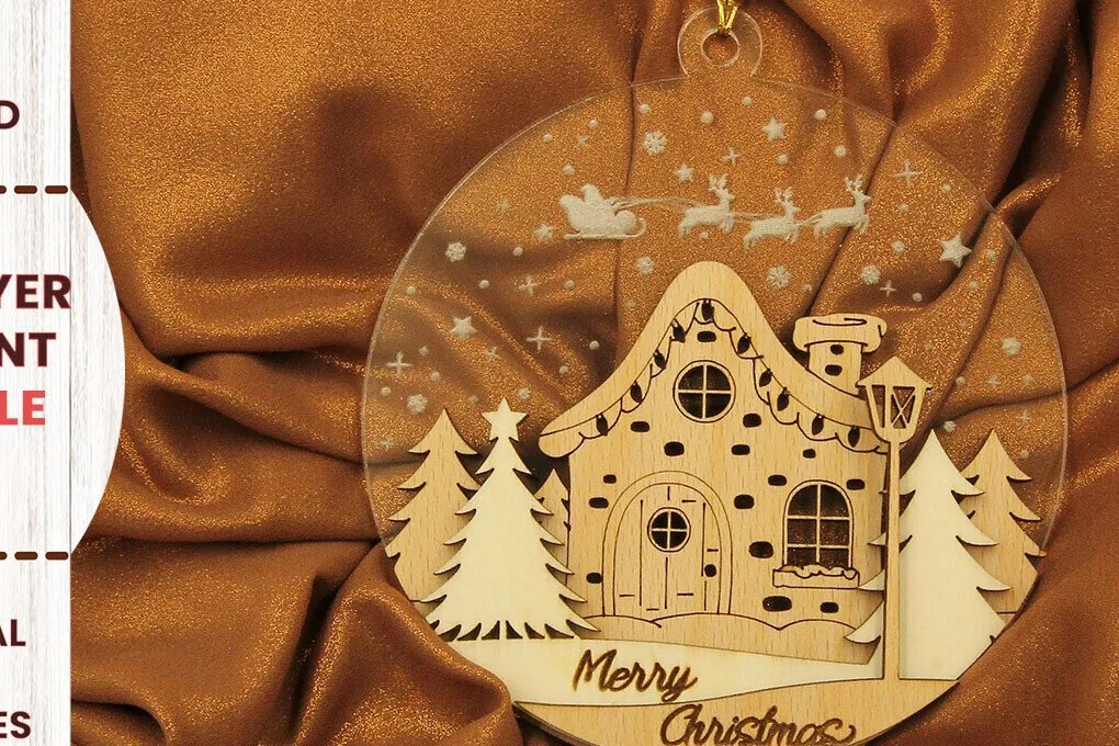 Intra απο ξύλο plywood 3mm-4mm πάχος Χριστουγεννιάτικο Στολίδι Παραμυθόσπιτο Δίασταση 3x3 cm INTRAFABR-82458297