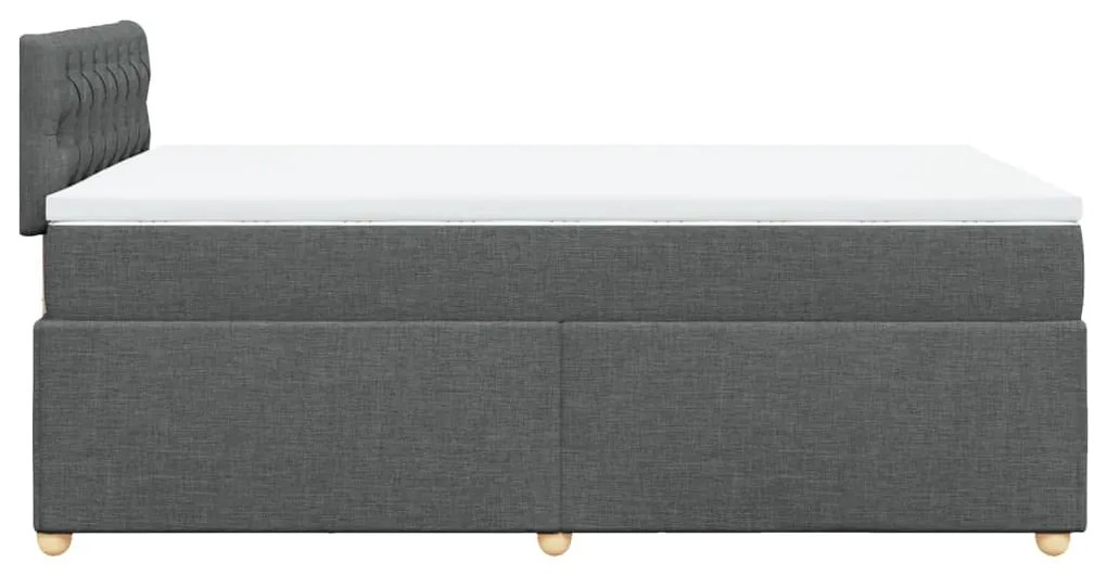 Κρεβάτι Boxspring με Στρώμα Σκούρο Γκρι 120x200 εκ. Υφασμάτινο - Γκρι