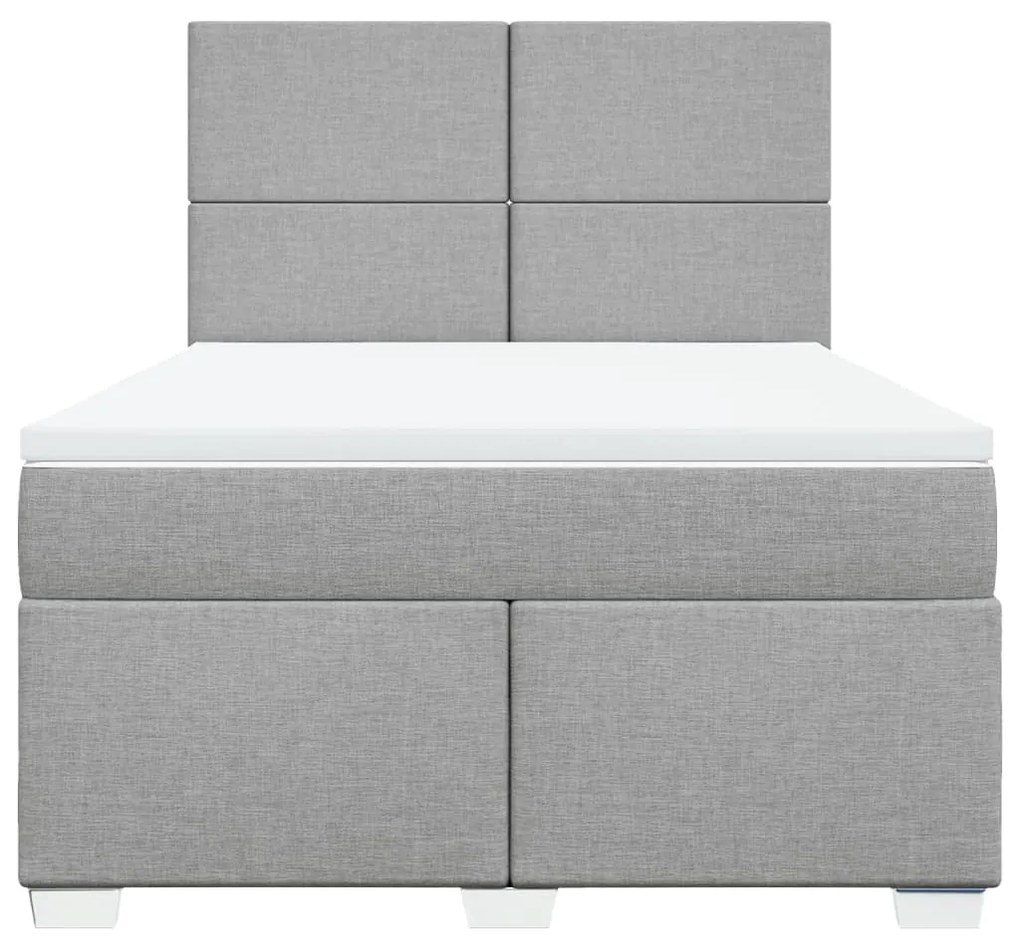 vidaXL Κρεβάτι Boxspring με Στρώμα Ανοιχτό Γκρι 140x200 εκ. Υφασμάτινο