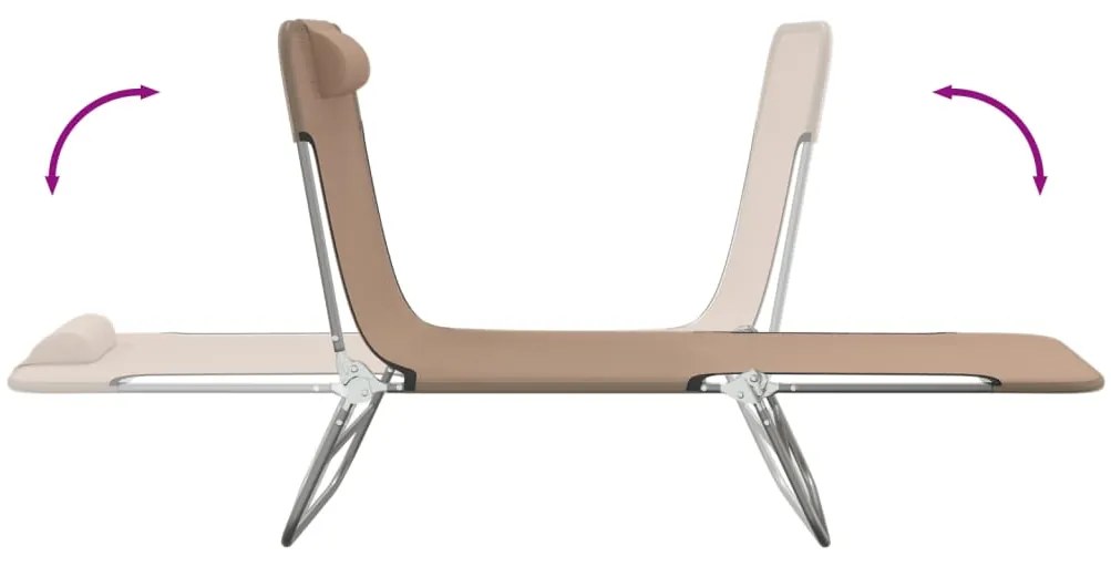 vidaXL Ξαπλώστρες Πτυσσόμενες 2 τεμ. Taupe από Textilene &amp; Ατσάλι