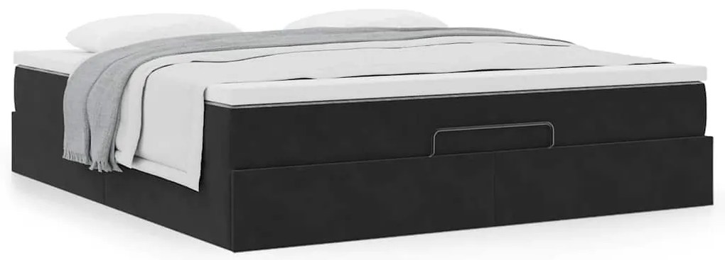 vidaXL Οθωμανικό κρεβάτι με στρώμα Μαύρο 160x200cm Velvet