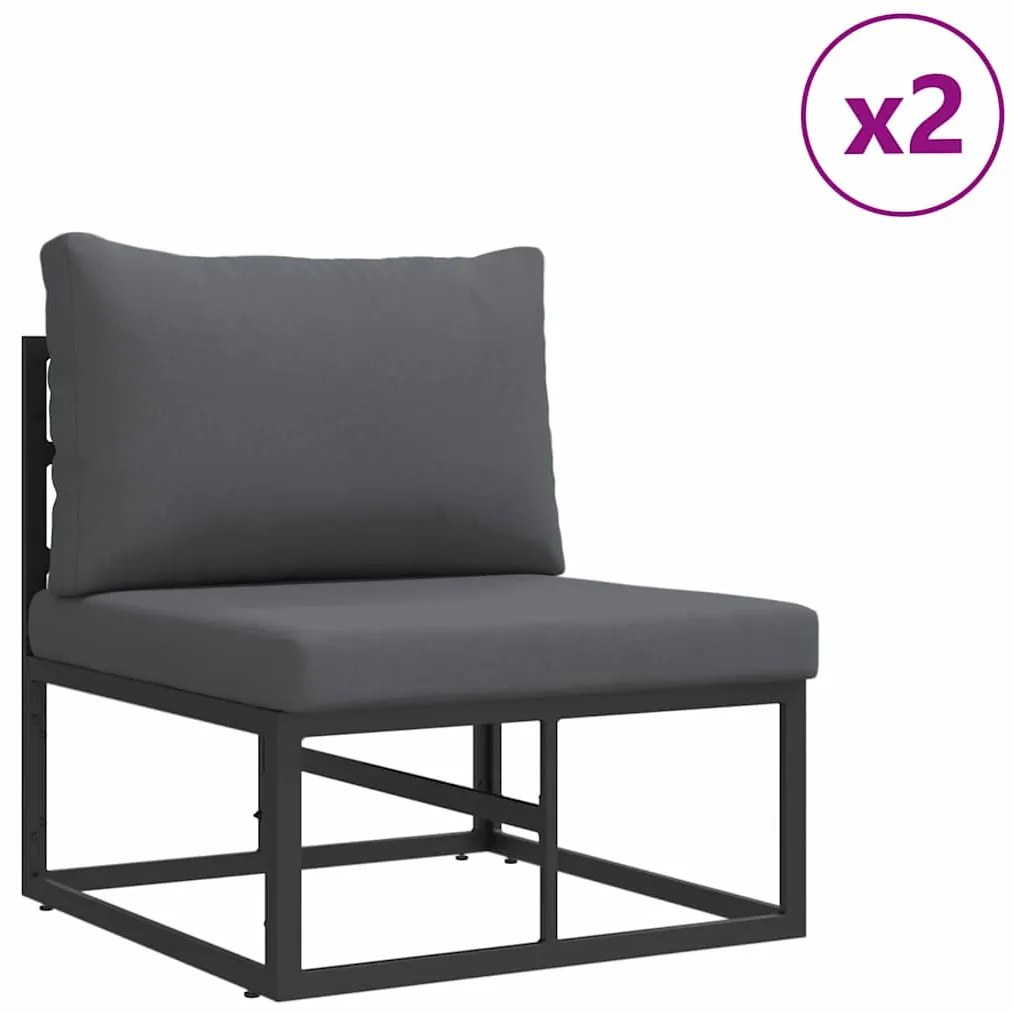 vidaXL Σετ Καναπέ Κήπου 7 pcs Μαύρο Αλουμίνιο