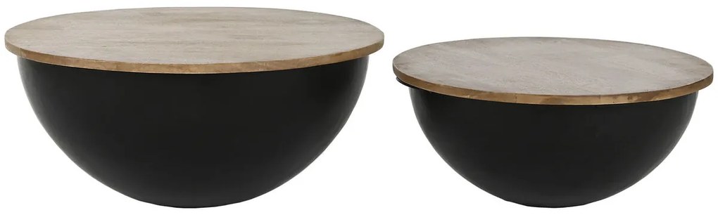 Σετ με 2 τραπέζια Home ESPRIT Μέταλλο Ξύλο από Μάνγκο 60 x 60 x 28 cm