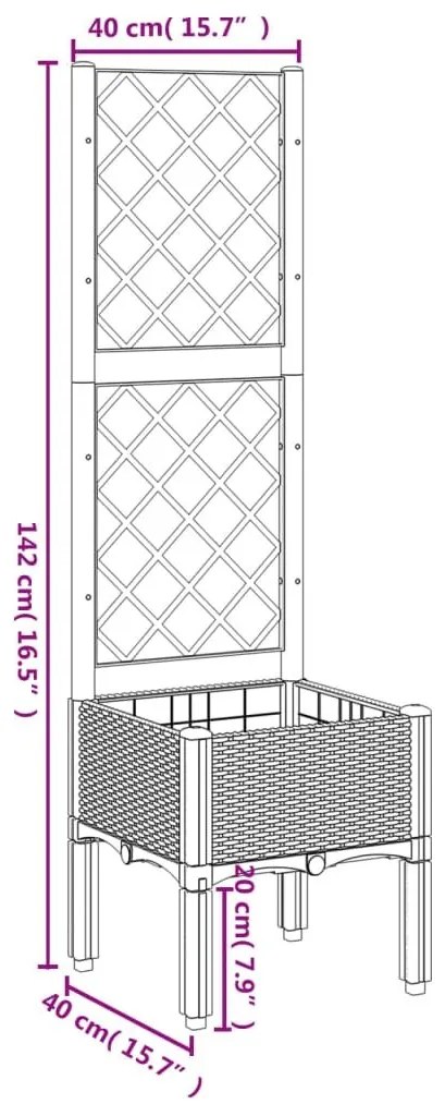 Ζαρντινιέρα Κήπου με Καφασωτό Καφέ 40 x 40 x 142 εκ. από PP - Καφέ