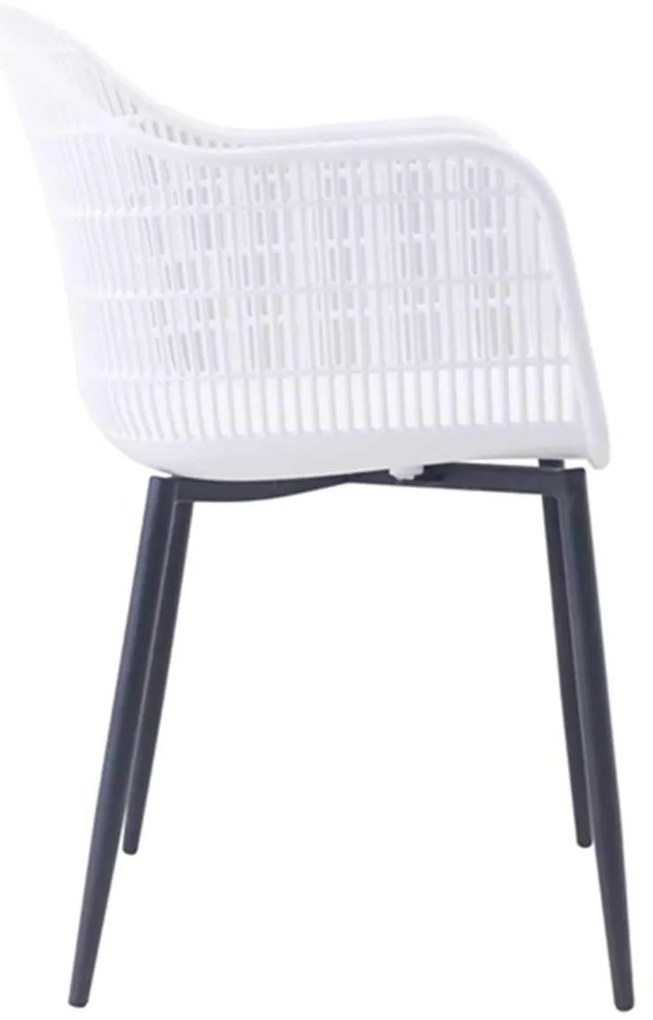 Πολυθρόνα BERRY Μεταλλική Μαύρη/PP-UV Λευκό 58x58x85cm (Σετ 4 ΤΕΜ)