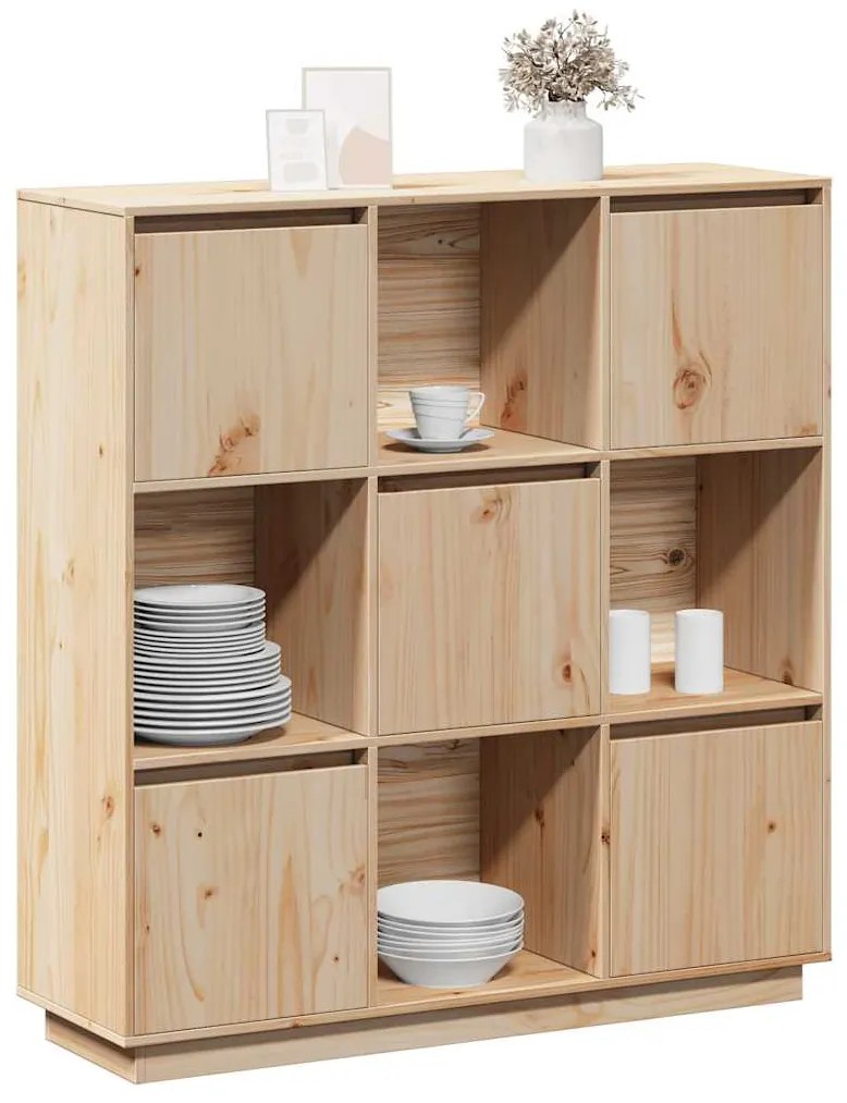 vidaXL Ντουλάπι Ψηλό 110,5 x 35 x 117 εκ. από Μασίφ Ξύλο Πεύκου