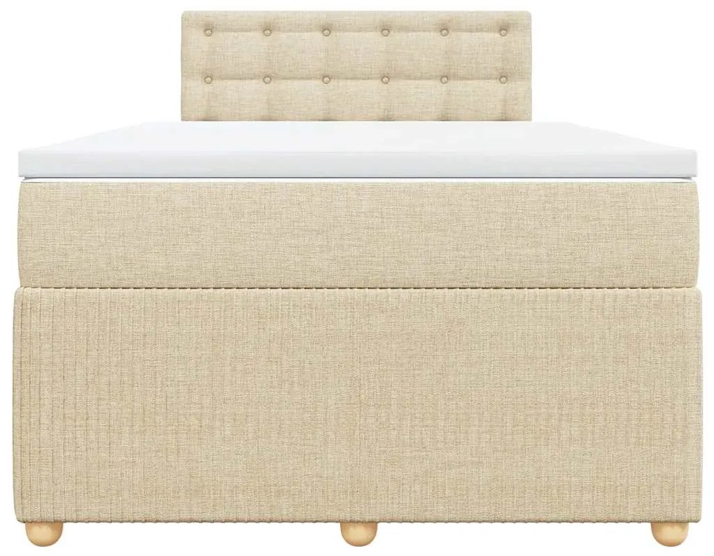 vidaXL Κρεβάτι Boxspring με Στρώμα Κρεμ 120x190 εκ. Υφασμάτινο