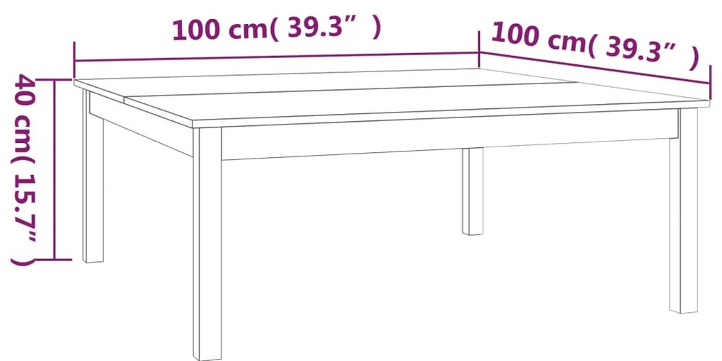 vidaXL Τραπεζάκι Σαλονιού Καφέ Μελί 100x100x40 εκ. Μασίφ Ξύλο Πεύκου