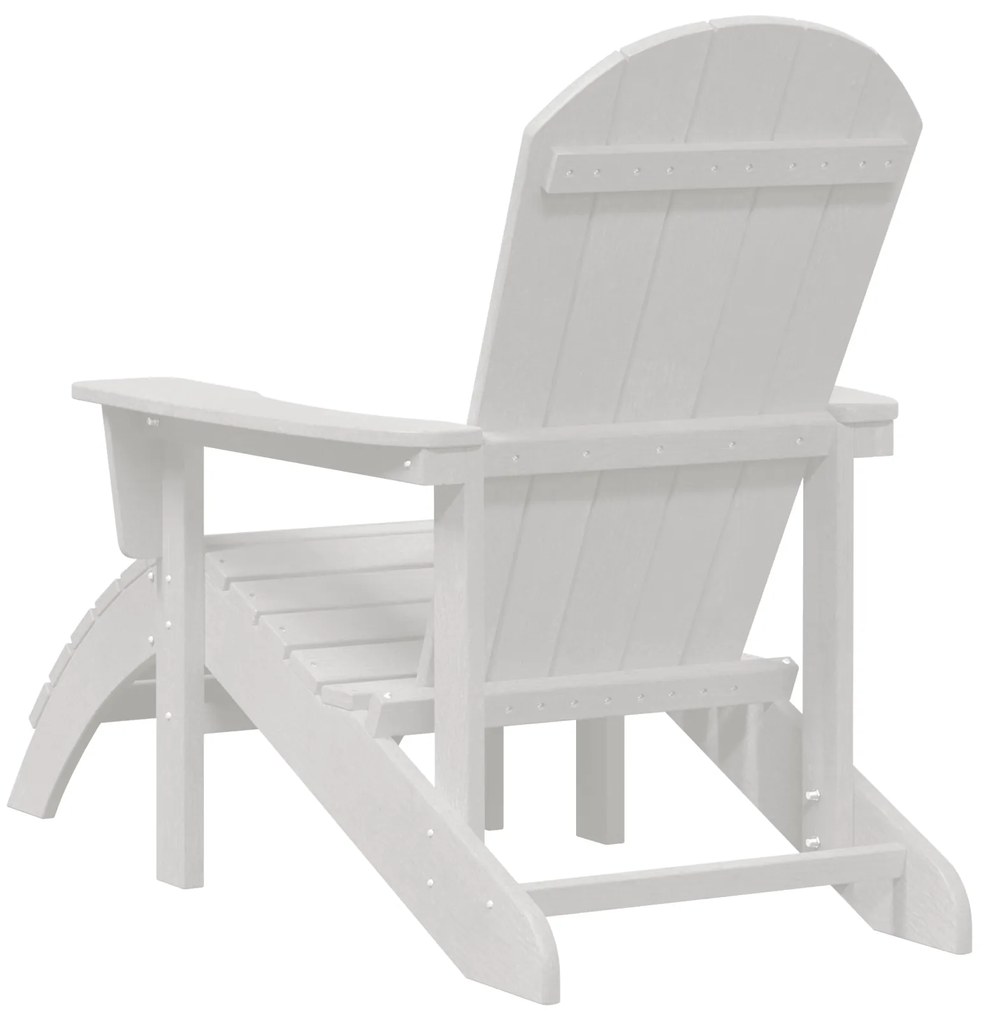 vidaXL Καρέκλα Adirondack με Υποπόδιο Λευκή HDPE