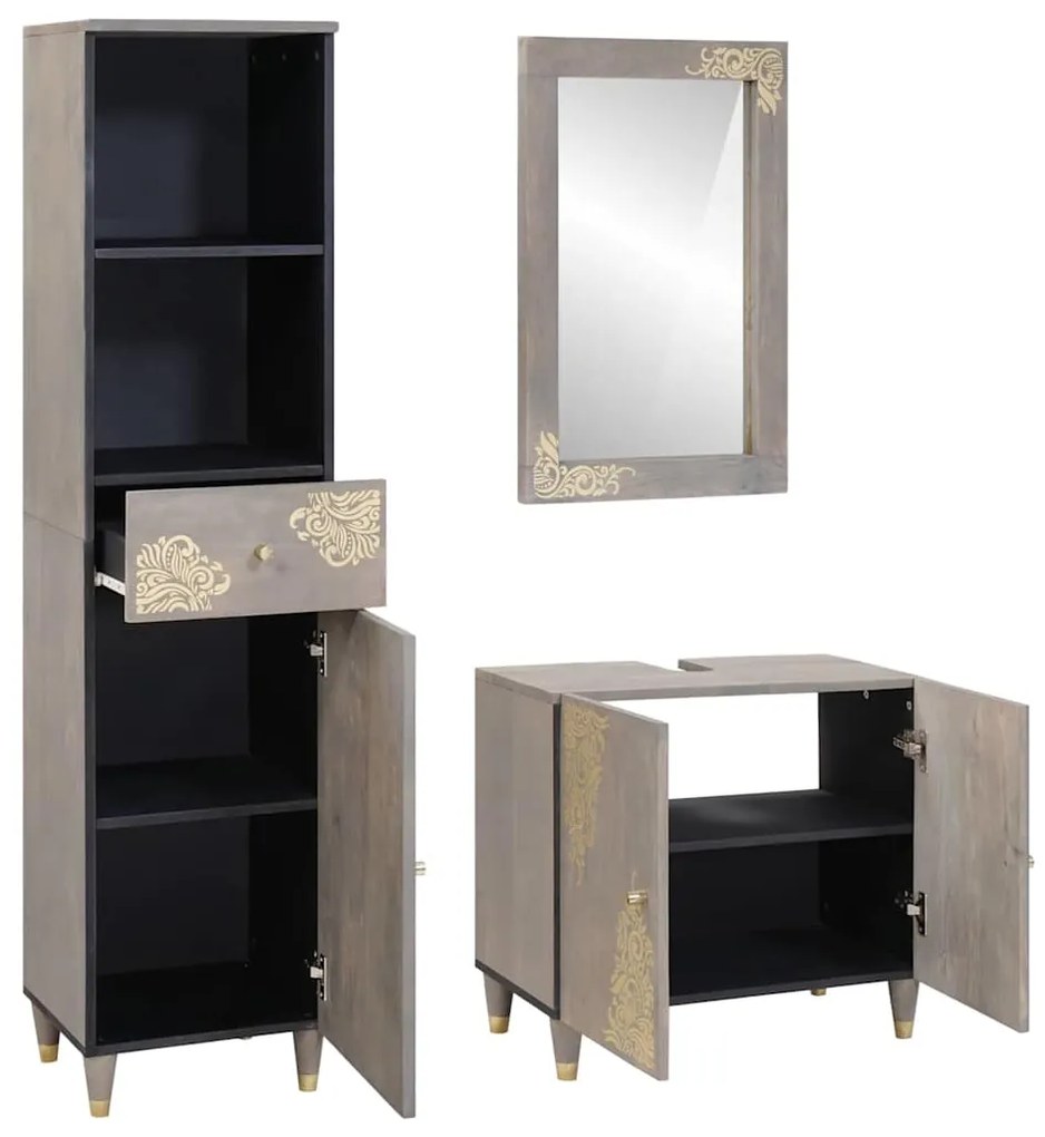 vidaXL Σετ Επίπλων Μπάνιου με συρτάρι 3 pcs Γκρι 62 x 33 x 58 εκ.