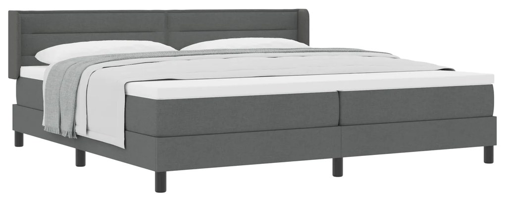 vidaXL Κρεβάτι Box Spring σε Σκούρο Γκρι, 200 x 200 εκ, Ύφασμα