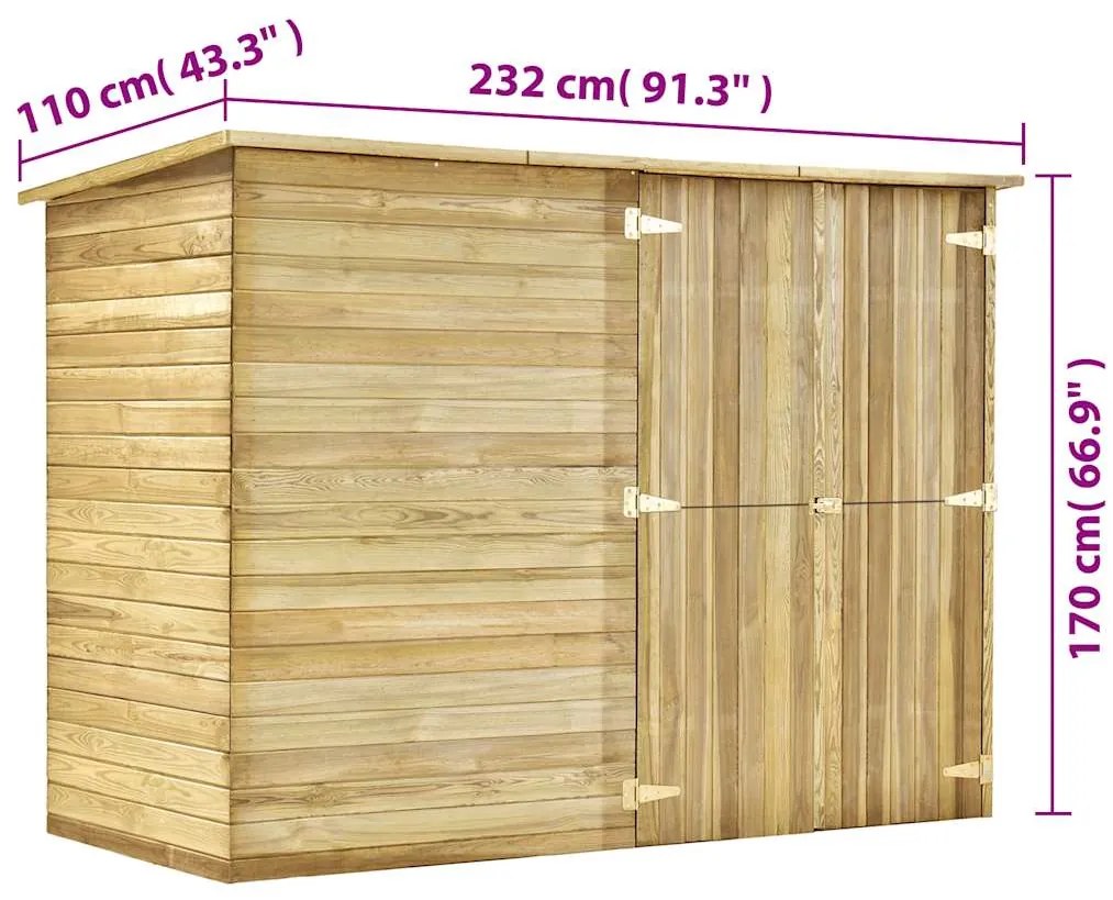 Αποθήκη Κήπου 232 x 110 x 170 εκ. από Εμποτισμένο Ξύλο Πεύκου 46363