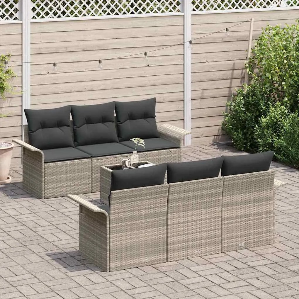 vidaXL Σετ Καναπέ Κήπου 7 pcs Ανοιχτό γκρι Πολυ ράταν