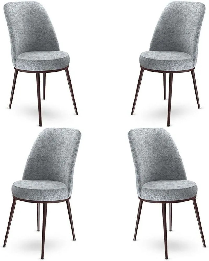 Καρέκλα Dexa Babyface (Σετ 4Τμχ) 240CHR1395 45x42x89cm Grey-Brown Μέταλλο,Ύφασμα