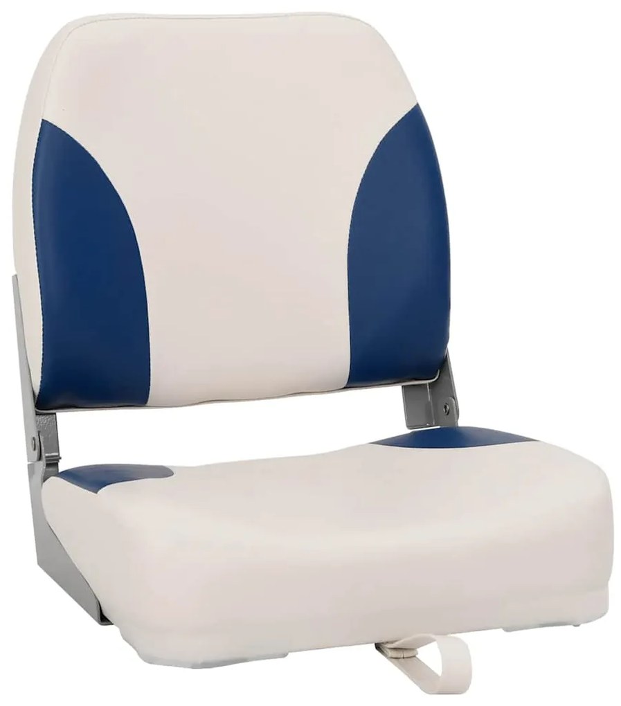 vidaXL Πτυσσόμενο Κάθισμα Σκάφους 1 Σετ με Μπλε-λευκό Μαξιλάρι