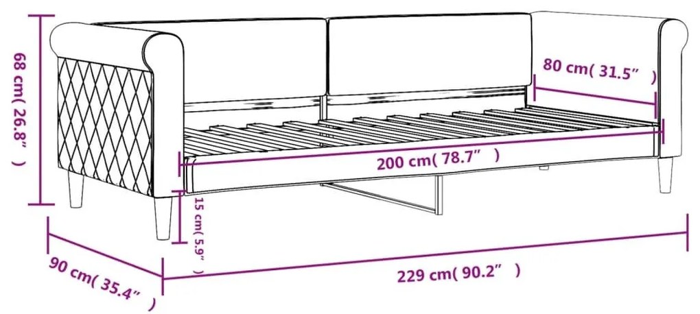 Καναπές Κρεβάτι Μαύρος 80 x 200 εκ. Βελούδινος - Μαύρο