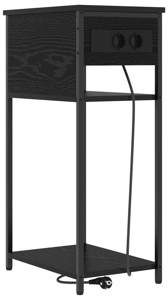 vidaXL Κομοδίνο Μαύρη δρυς 28.1 x 40.9 x 75 εκ. Επεξεργασμένο ξύλο