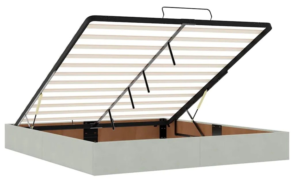 Οθωμανικό κρεβάτι με στρώματα &amp; LEDs Ανοιχτό γκρι Βελούδο 3314402
