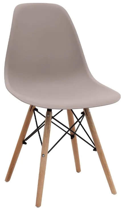 Καρέκλα τραπεζαρίας Nova Megapap PP cappuccino - ξύλινο φυσικό πόδι 46x51x80εκ.