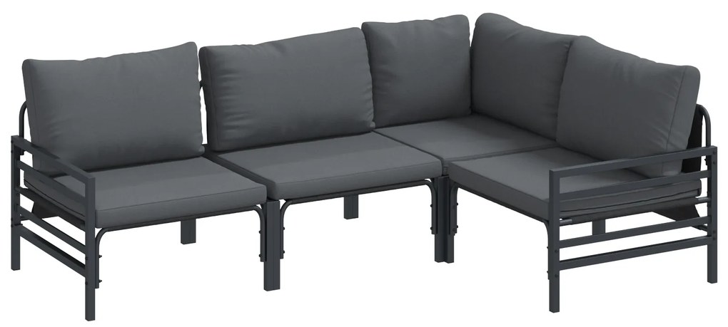 vidaXL Σετ Καναπέ Κήπου 4 pcs Ανθρακί Ατσάλι