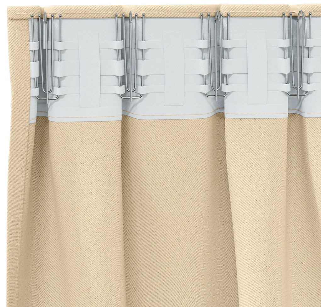 vidaXL Κουρτίνες με κουρτίνες 2 pcs Κρεμ 225 x 140 εκ. Πολυεστέρας