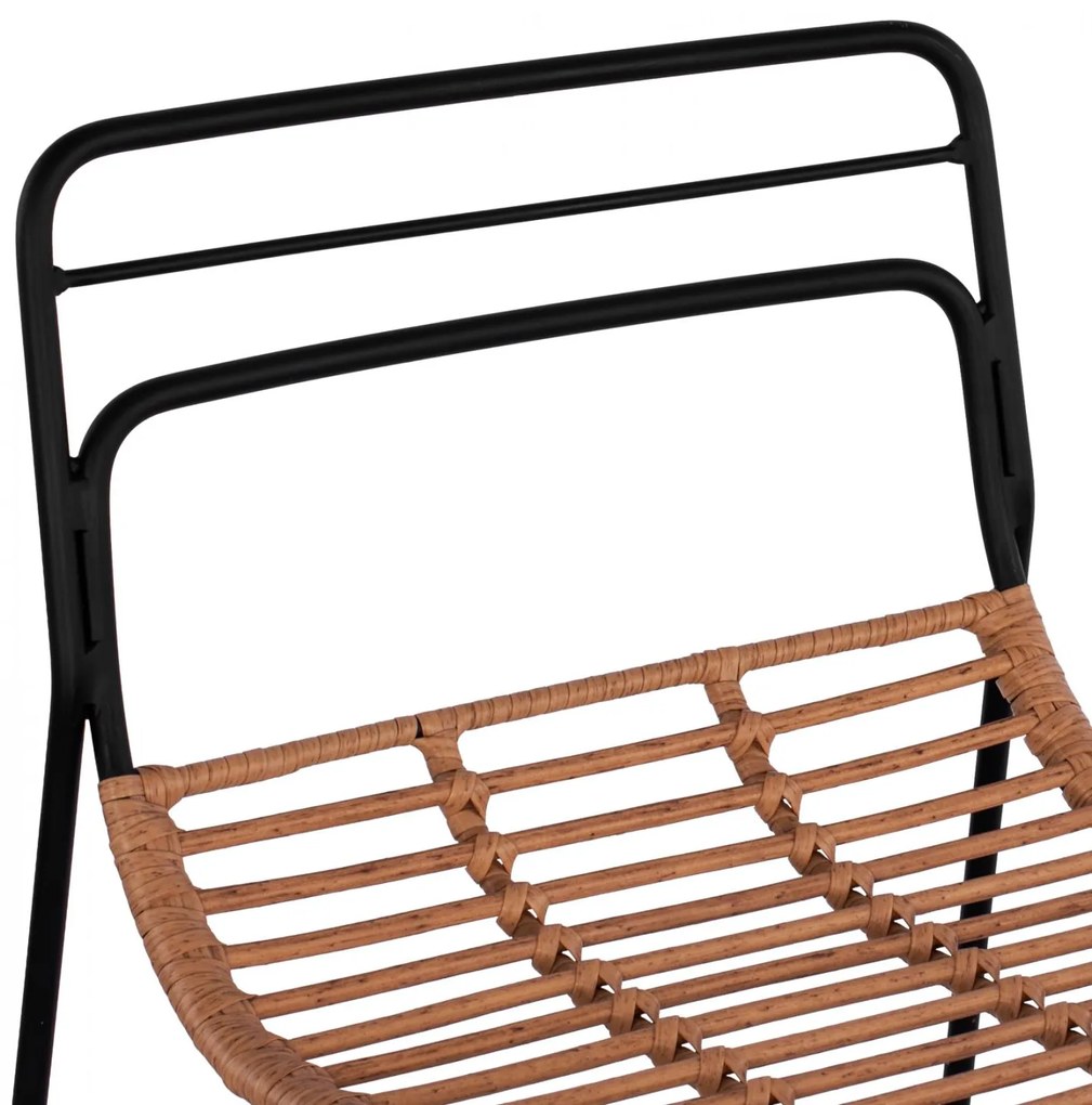 Σκαμπό Μπαρ ALLEGRA C5642 Μεταλλικό με Μπέζ Wicker 48x53x100 εκ. 48x53x100 εκ.