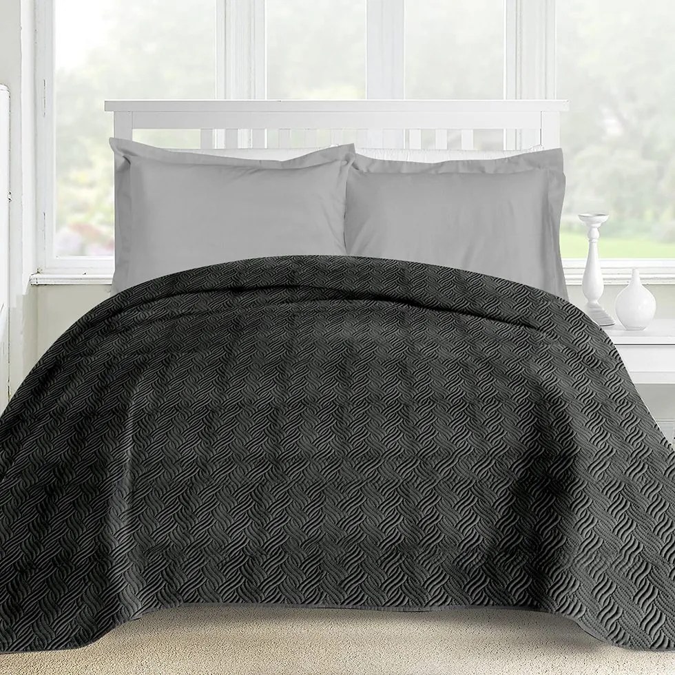 Makis Tselios Home Ultrasonic Κουβερλί Υπέρδιπλο Frost 2 Microfiber Grey 220x240cm