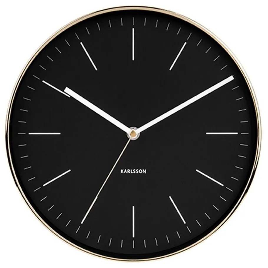 Ρολόι Τοιχού Minimal KA5695BK Φ27,5cm Μεταλλικό Black-Gold Karlsson Metal