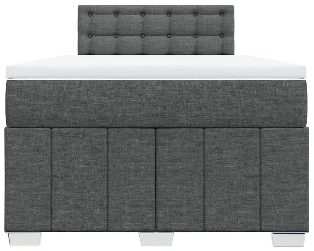 Κρεβάτι Boxspring με Στρώμα Σκούρο Γκρι 120x190 εκ Υφασμάτινο - Γκρι