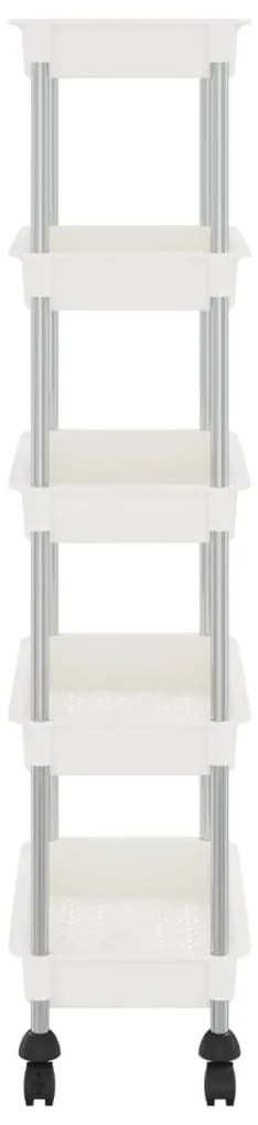 vidaXL Τρόλεϊ Κουζίνας 5 Επιπέδων Λευκό 42 x 29 x 128 εκ. Σίδερο/ABS