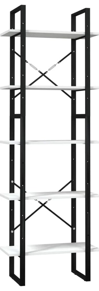 vidaXL Βιβλιοθήκη με 5 Ράφια Λευκή 60 x 30 x 175 εκ. από Ξύλο Πεύκου