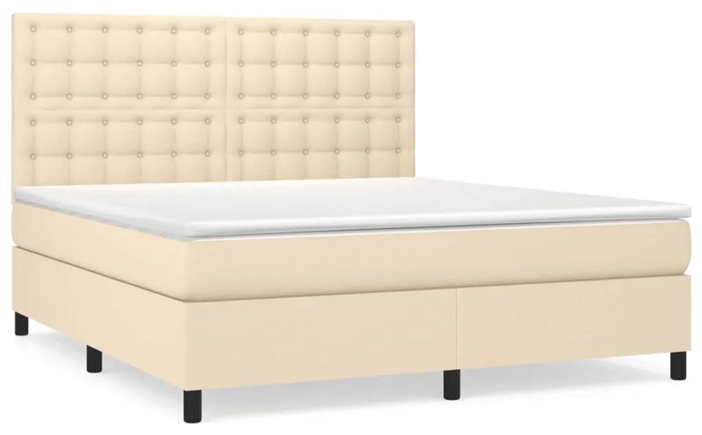 vidaXL Κρεβάτι Boxspring με Στρώμα Κρεμ 180x200 εκ. Υφασμάτινο