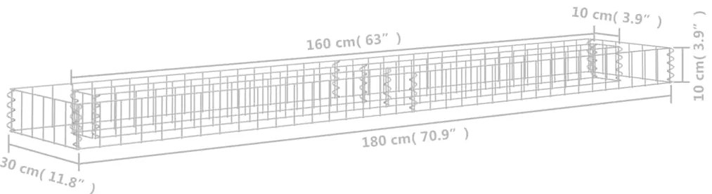 vidaXL Συρματοκιβώτιο-Γλάστρα Υπερυψωμένη 180x30x10 εκ. Γαλβ. Χάλυβας