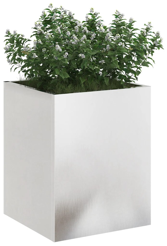 vidaXL Γλάστρα Κήπου Ασημί 50 x 32 x 40 εκ Ανοξείδωτο ατσάλι