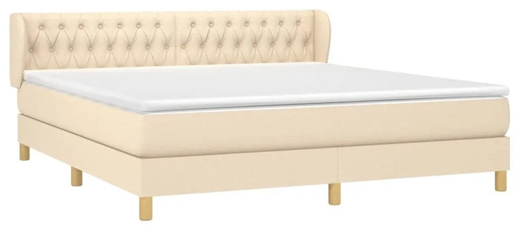 vidaXL Κρεβάτι Boxspring με Στρώμα Κρεμ 180x200 εκ. Υφασμάτινο