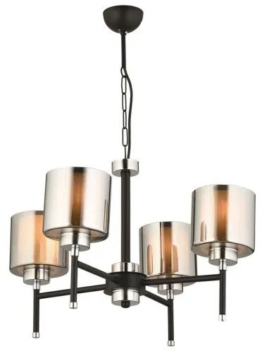 SHORD 202-0056 Μοντέρνο Κρεμαστό Φωτιστικό Ανάρτηση Πολύφωτο 4 x E27 IP20 Μαύρο Μέταλλο με Μελί Γυαλί-Μ40 x Π40 x Υ Globostar 202-0056 Μαύρο