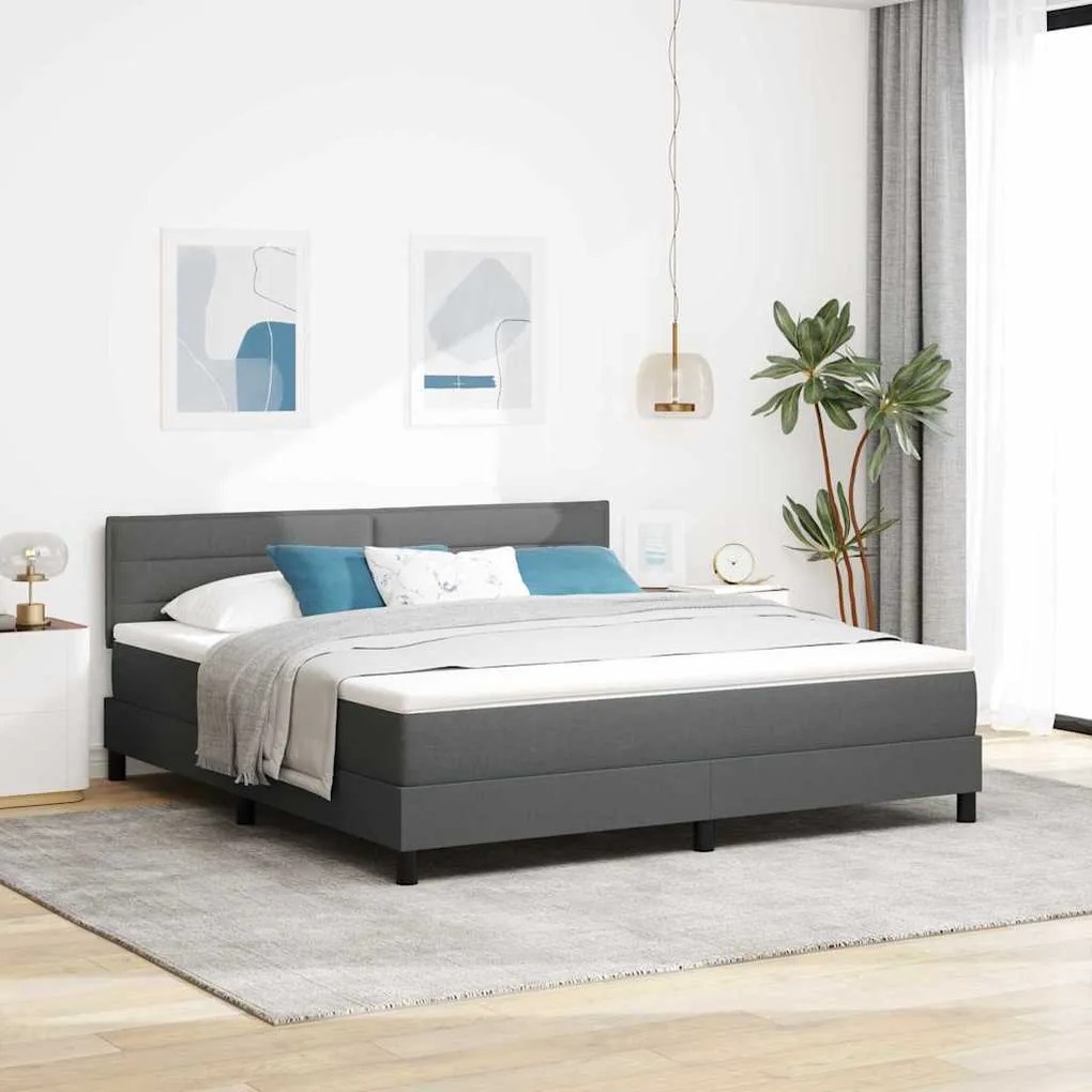 vidaXL κρεβάτι Box Spring με στρώμα Σκούρο Γκρι 180x200 εκ Υφασμάτινο