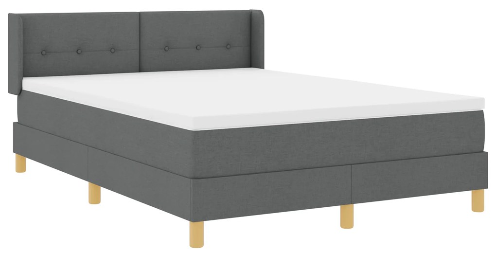 vidaXL Κρεβάτι με Στρώμα Box Spring - Σκούρο Γκρι, 140 x 200 cm, Ύφασμα