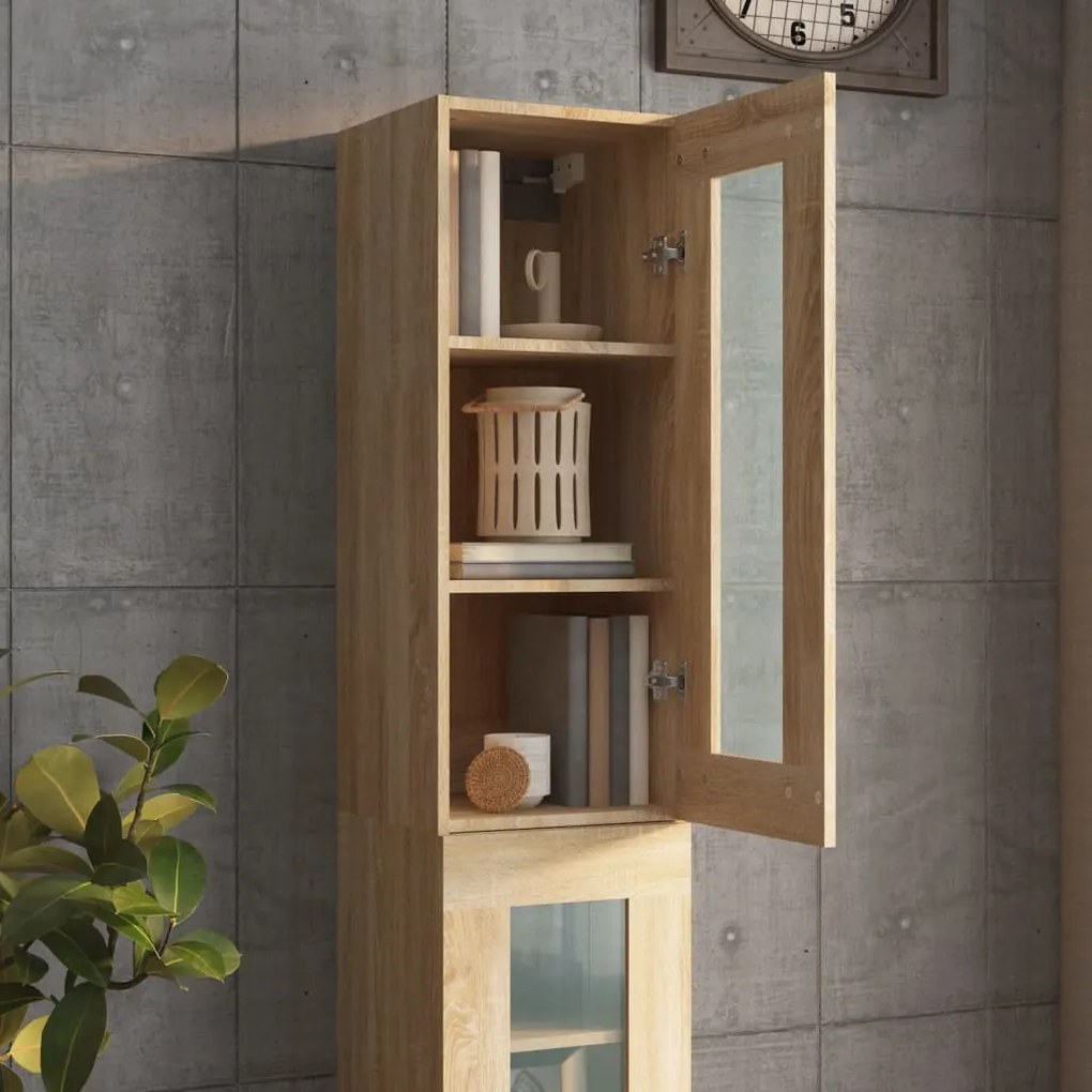 vidaXL Ντουλάπι Τοίχου Κρεμαστό Sonoma Δρυς 34,5x34x90 εκ.