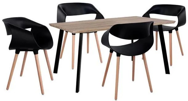Σετ τραπεζαρίας C11177 5τμχ με Τραπέζι Sonama 140x80x76εκ. & Καρέκλες MAGGIE Μαύρες