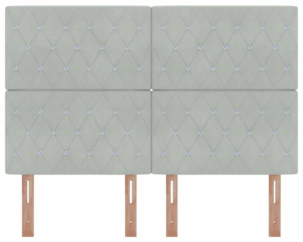 vidaXL Βελούδινο Κεφαλάρι Argyle Ανοιχτό γκρι 140 cm Βελούδο