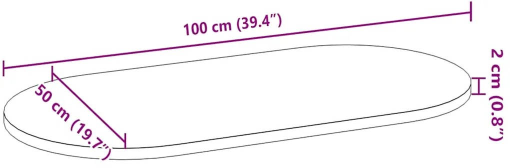 Επιτραπέζια επιφάνεια Ανοιχτό Καφέ 100x50x2 εκ. Ξύλο Δρυός Οβάλ - Καφέ