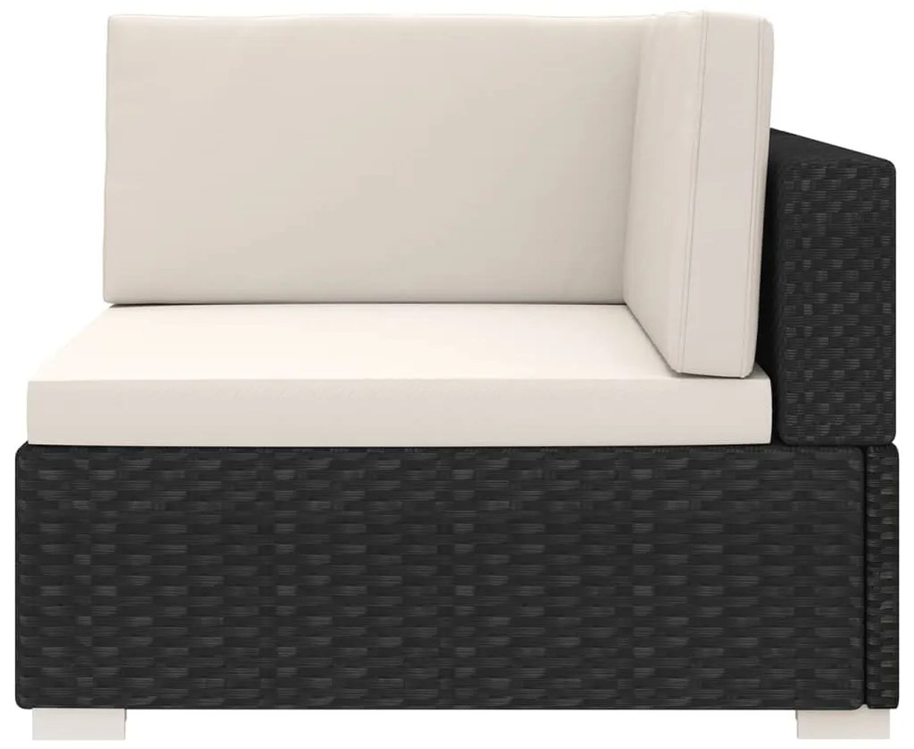 vidaXL Γωνιακό Κάθισμα Τμηματικό 1 τεμ. Μαύρο Συνθ. Ρατάν + Μαξιλάρια