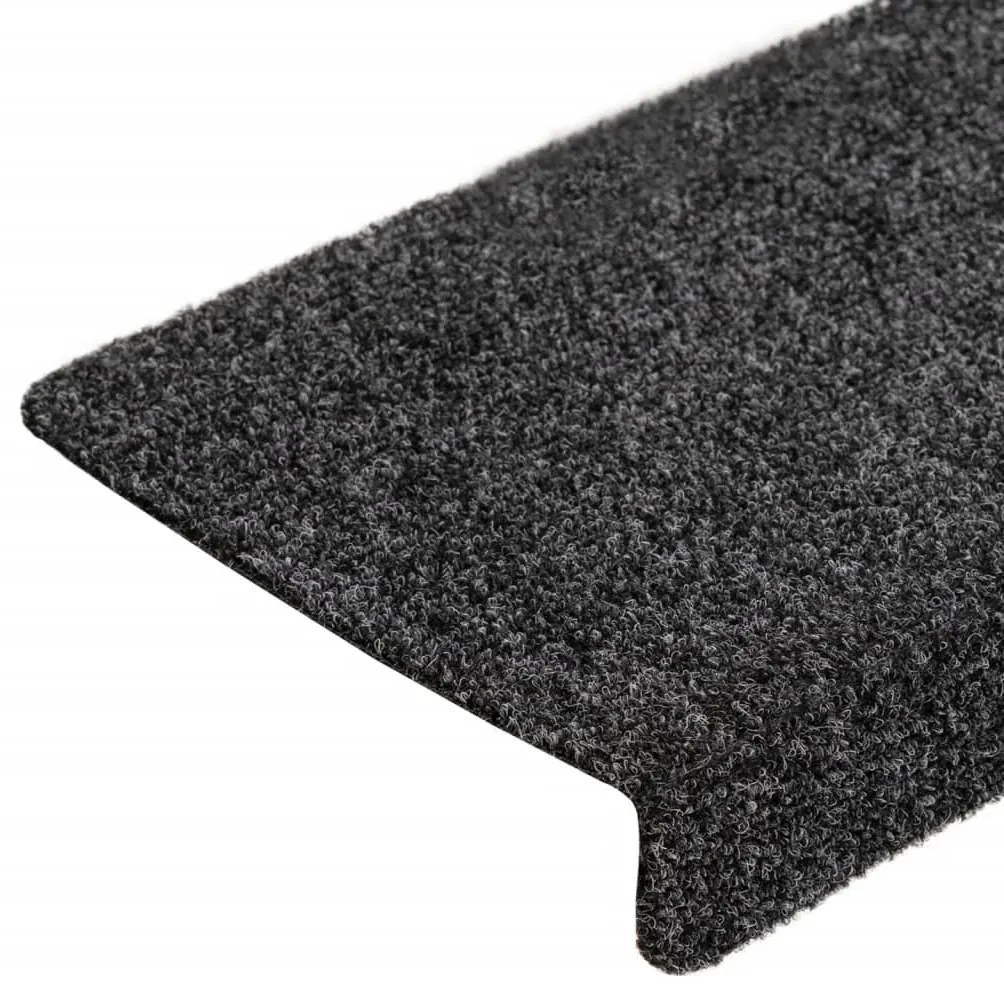 vidaXL Πατάκια Σκαλιών Αυτοκόλλητα 10 τεμ. Γκρι Ορθογώνια Άκρη 65x21x4 εκ.