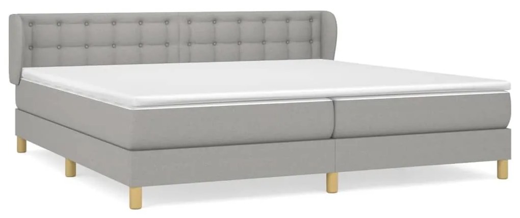 Κρεβάτι Boxspring με Στρώμα Ανοιχτό Γκρι 200x200 εκ. Υφασμάτινο - Γκρι