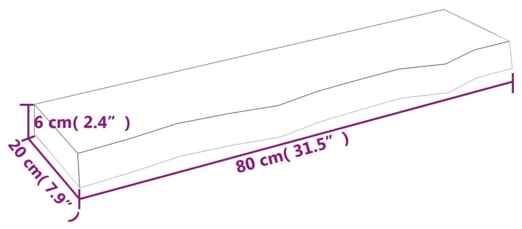 vidaXL Ράφι Τοίχου 80 x 20 x 6 εκ. από Ακατέργαστο Μασίφ Ξύλο Δρυός