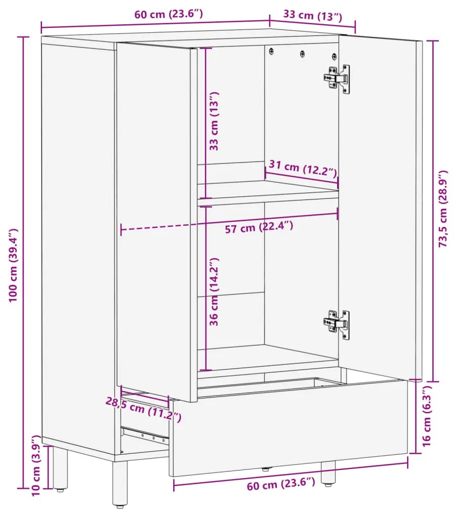 Ντουλάπι Μαύρο 60 x 33 x 110 εκ. από Επεξεργασμένο Ξύλο - Μαύρο