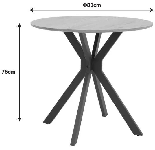 Τραπέζι Xuson φυσικό mdf-πόδι μαύρο μέταλλο Φ80x75εκ 80x80x75 εκ.