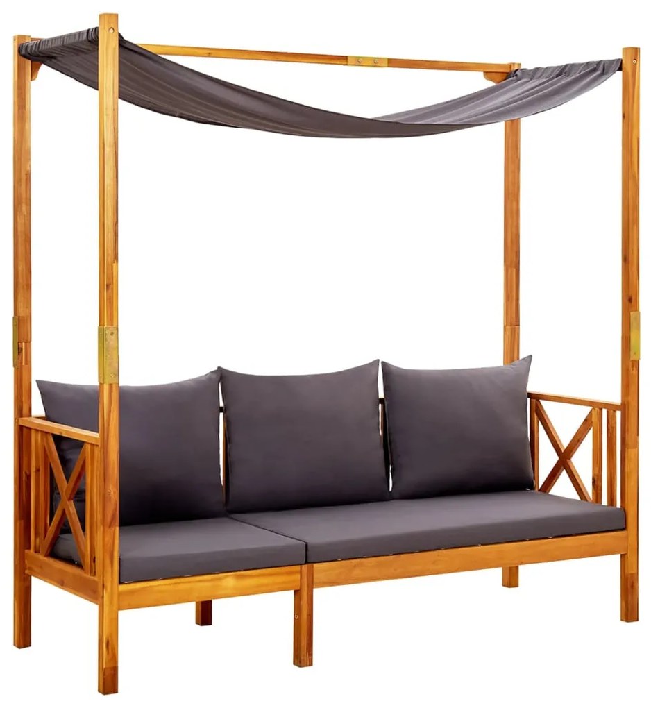 vidaXL Παγκάκι Κήπου με Τραπέζι και Υποπόδια από Μασίφ Ξύλο Ακακίας